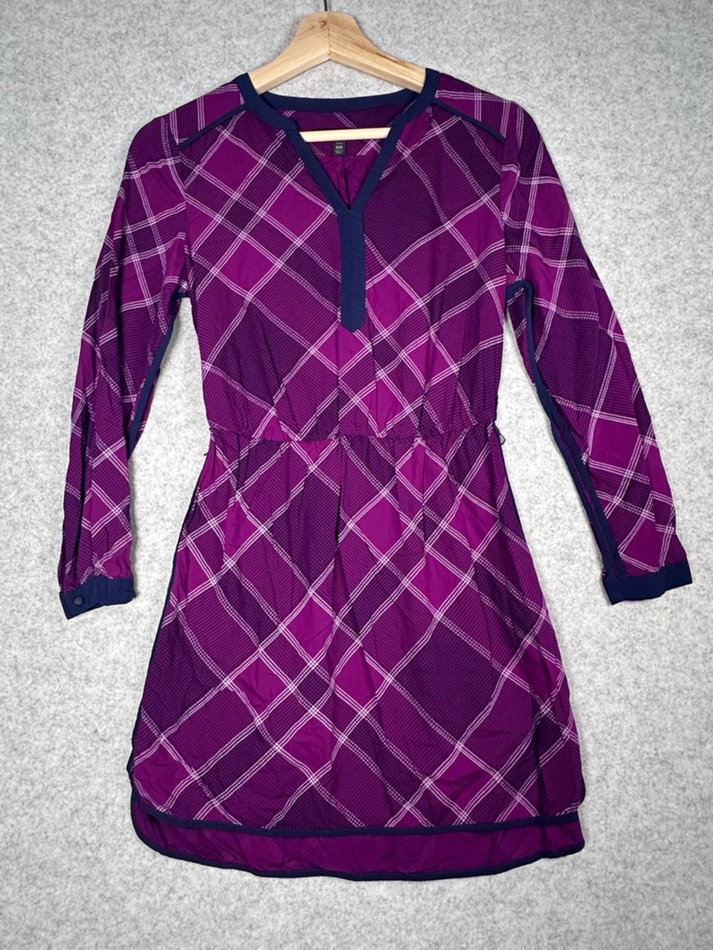 Banana Republic Purple Blue Plaid Long Sleeve Short Dress Petite 00
